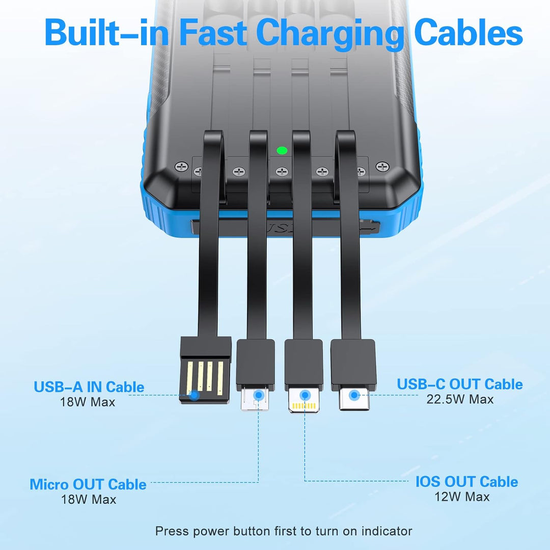 33800mAh Power Bank – 7 Outputs, 4 Inputs & Solar Charger