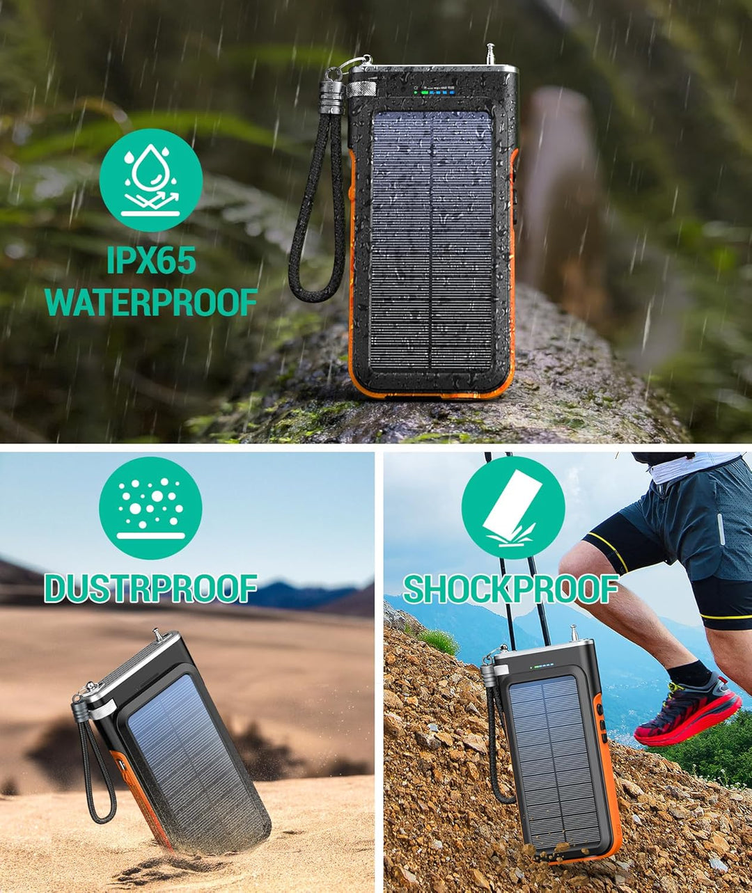 20000mAh Solar Power Bank – Wireless Charging & QC 3.0