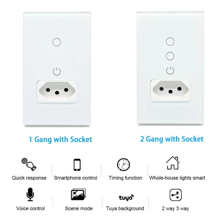 WiFi Smart Tuya Brazil Light Switch & Outlet – Alexa/Google Home