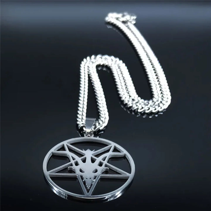 Satan Goat Head Necklace – Stainless Steel Baphomet Pendant