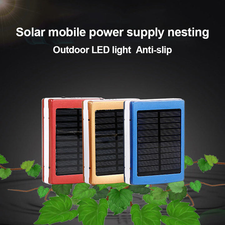 Dual USB Solar Power Bank – Portable Battery Charger with Camping Light