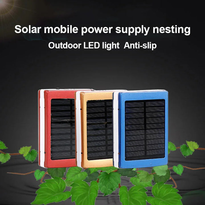 Dual USB Solar Power Bank – Portable Battery Charger with Camping Light