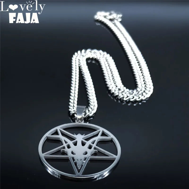 Satan Goat Head Necklace – Stainless Steel Baphomet Pendant