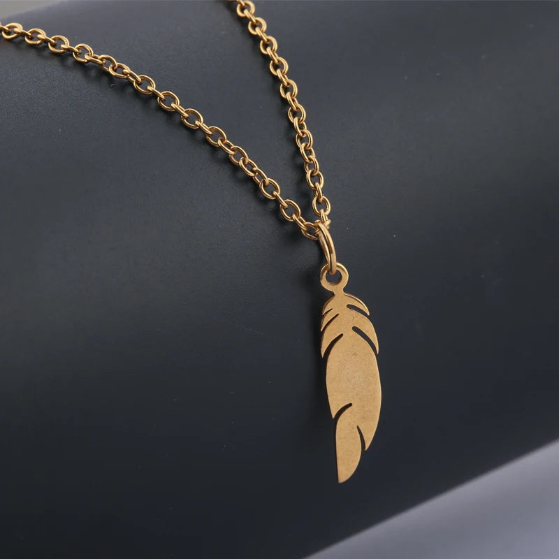 10pcs Gold Stainless Steel Feather Charms – DIY Jewelry