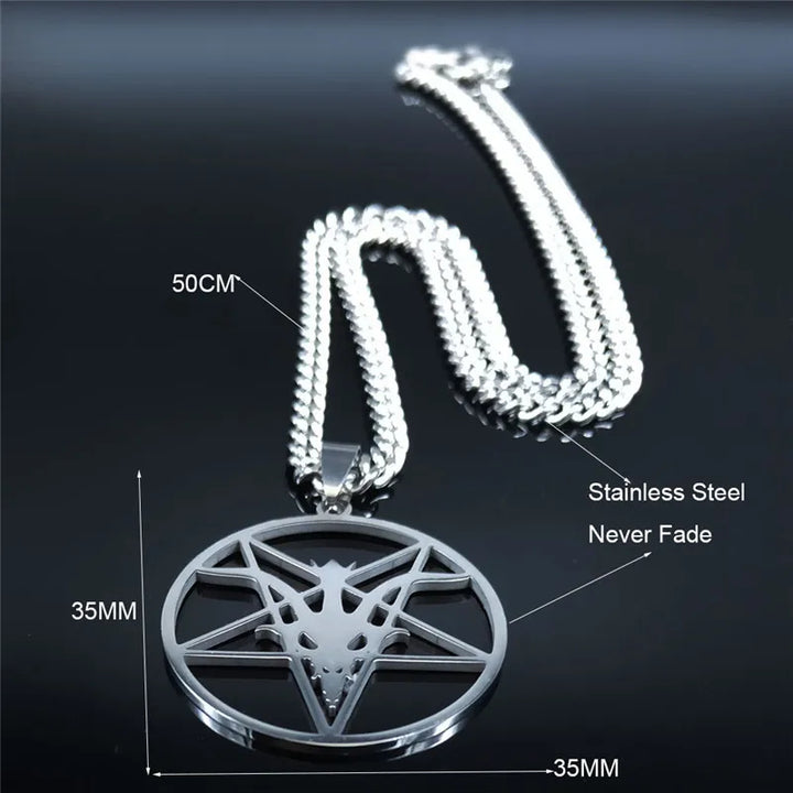 Satan Goat Head Necklace – Stainless Steel Baphomet Pendant