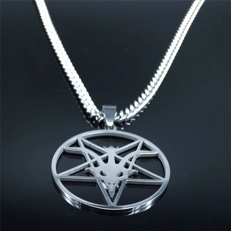 Satan Goat Head Necklace – Stainless Steel Baphomet Pendant