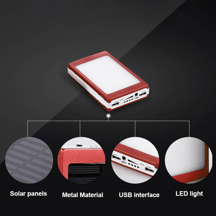 Dual USB Solar Power Bank – Portable Battery Charger with Camping Light