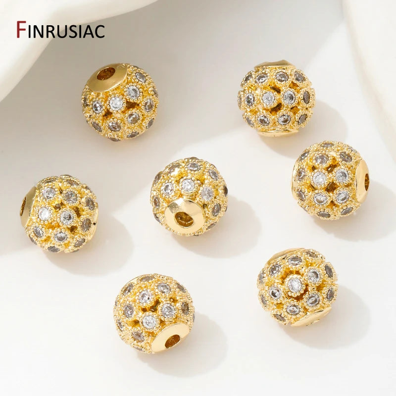 18K Gold Plated 8mm Zircon Spacer Beads – DIY Jewelry