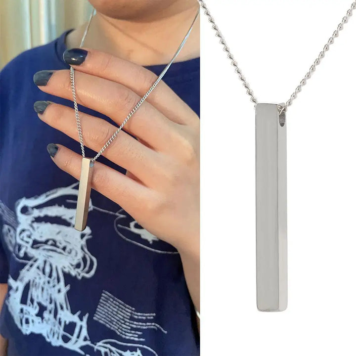 Cool Stainless Steel Gold Hip-Hop Rectangle Necklace for Men