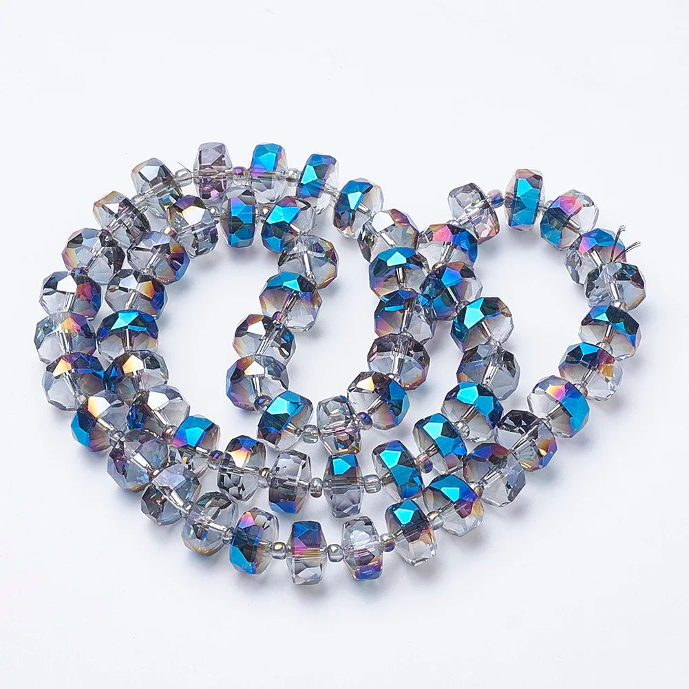 8mm/10mm Faceted Electroplated Glass Beads – Rainbow Spacers