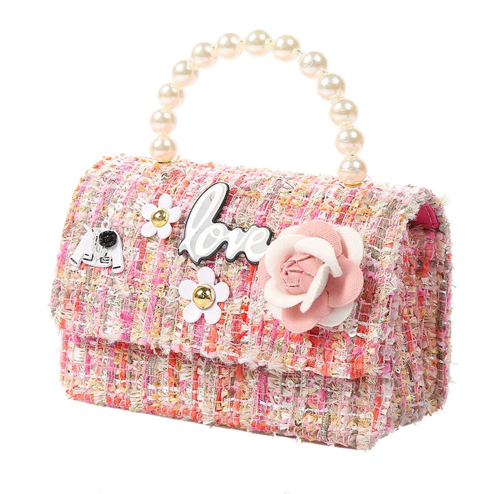 Girl's Pearl Handbag – Cute Flower Backpack & Coin Purse