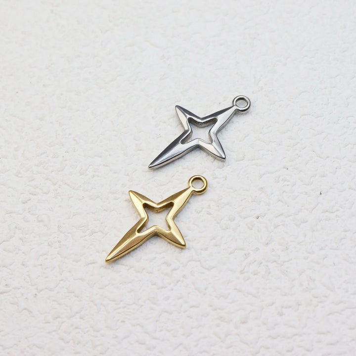 5pcs Stainless Steel Star Coin Charms – DIY Pendants