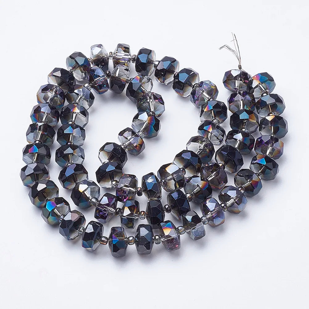 8mm/10mm Faceted Electroplated Glass Beads – Rainbow Spacers