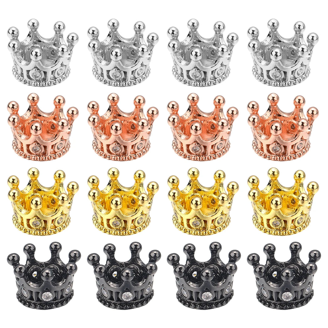 2pcs Copper Zircon Crown Beads – DIY Jewelry Spacers