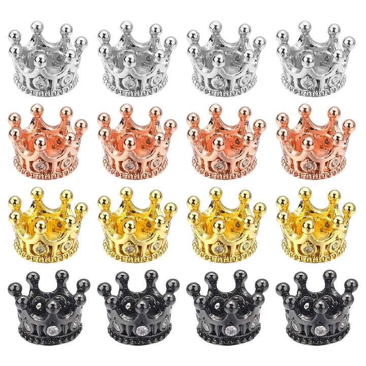 2pcs Copper Zircon Crown Beads – DIY Jewelry Spacers