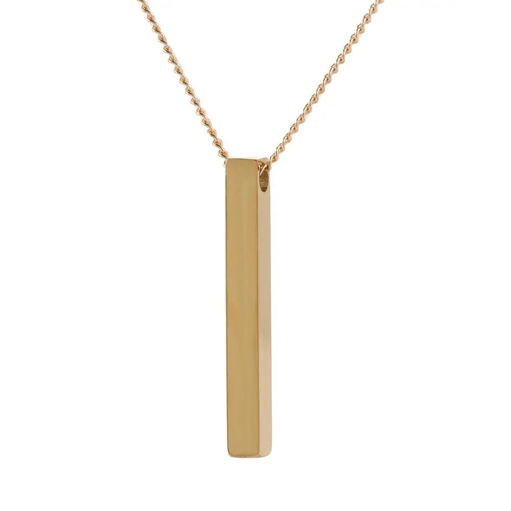 Cool Stainless Steel Gold Hip-Hop Rectangle Necklace for Men