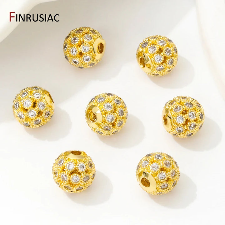 18K Gold Plated 8mm Zircon Spacer Beads – DIY Jewelry