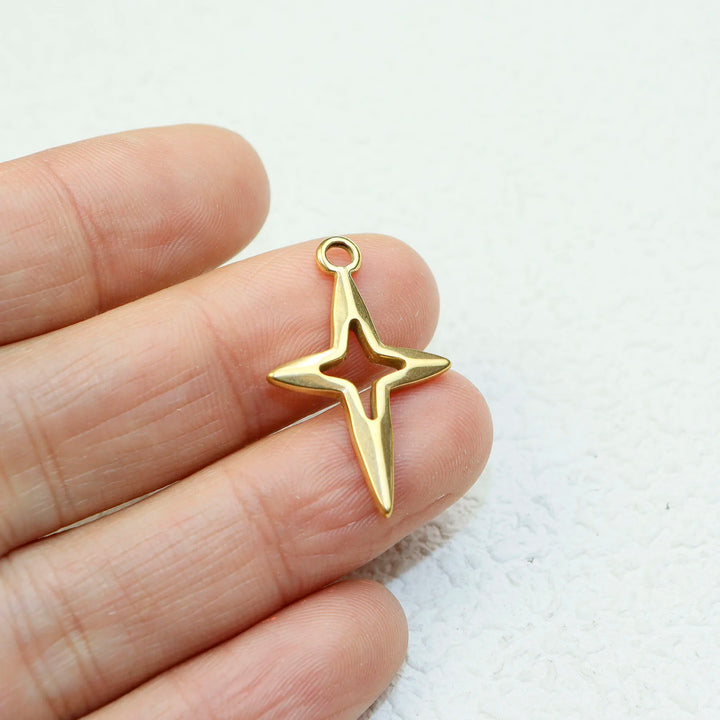 5pcs Stainless Steel Star Coin Charms – DIY Pendants