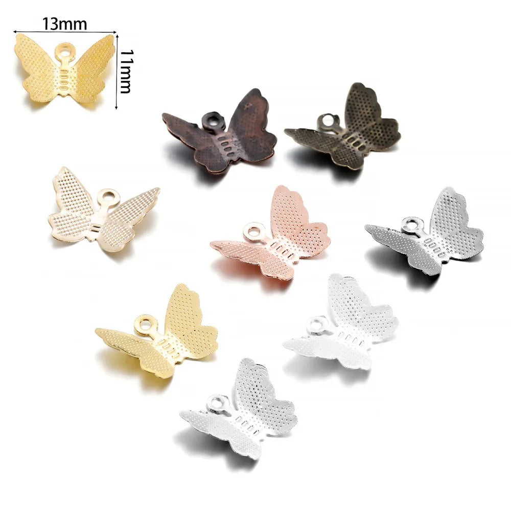 100pcs Butterfly Metal Accessories – DIY Earrings & Pendants