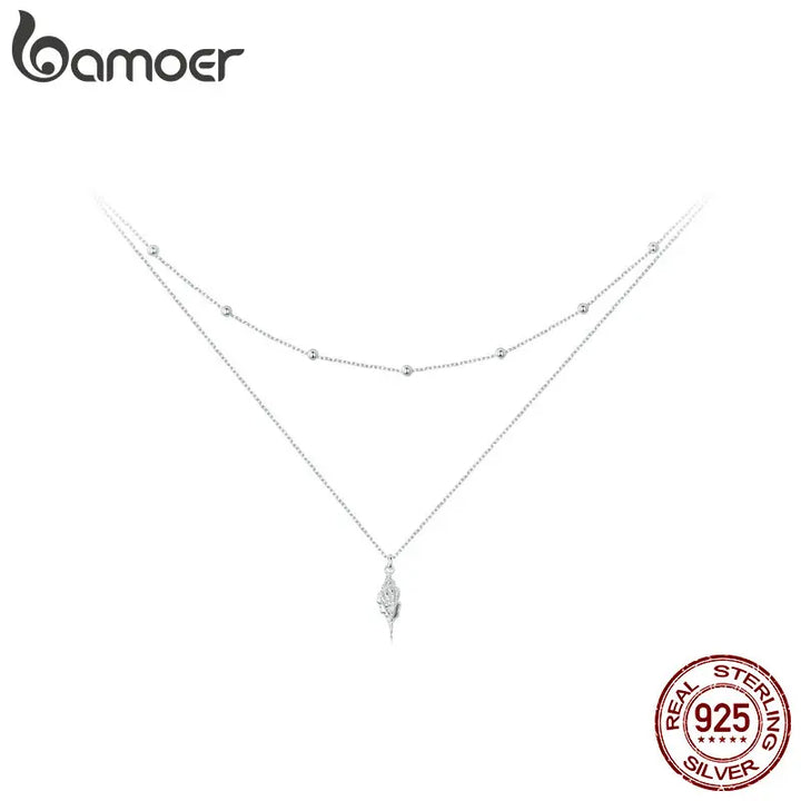 BAMOER 925 Silver Conch Pendant – Layered Choker Necklace