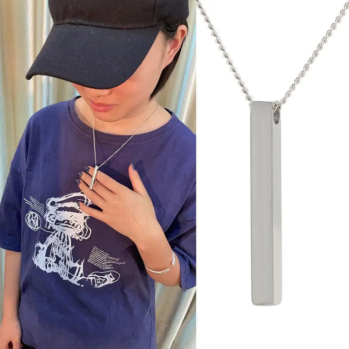 Cool Stainless Steel Gold Hip-Hop Rectangle Necklace for Men