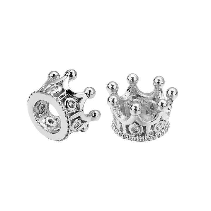 2pcs Copper Zircon Crown Beads – DIY Jewelry Spacers