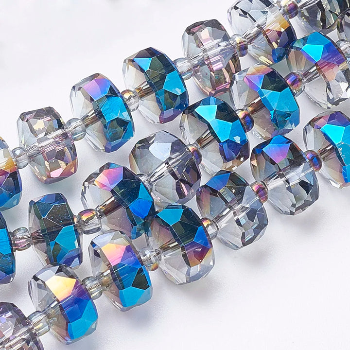 8mm/10mm Faceted Electroplated Glass Beads – Rainbow Spacers