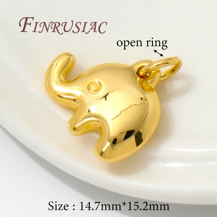 18K Gold-Plated Elephant Charms for Earrings & Necklaces