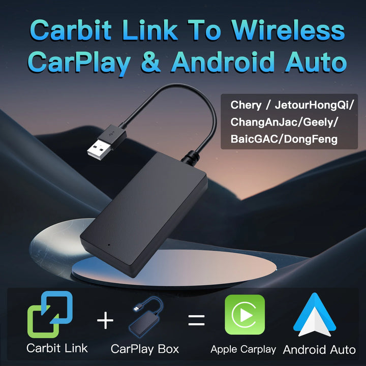 CARABC Plug & Play Wireless CarPlay Android Auto Box