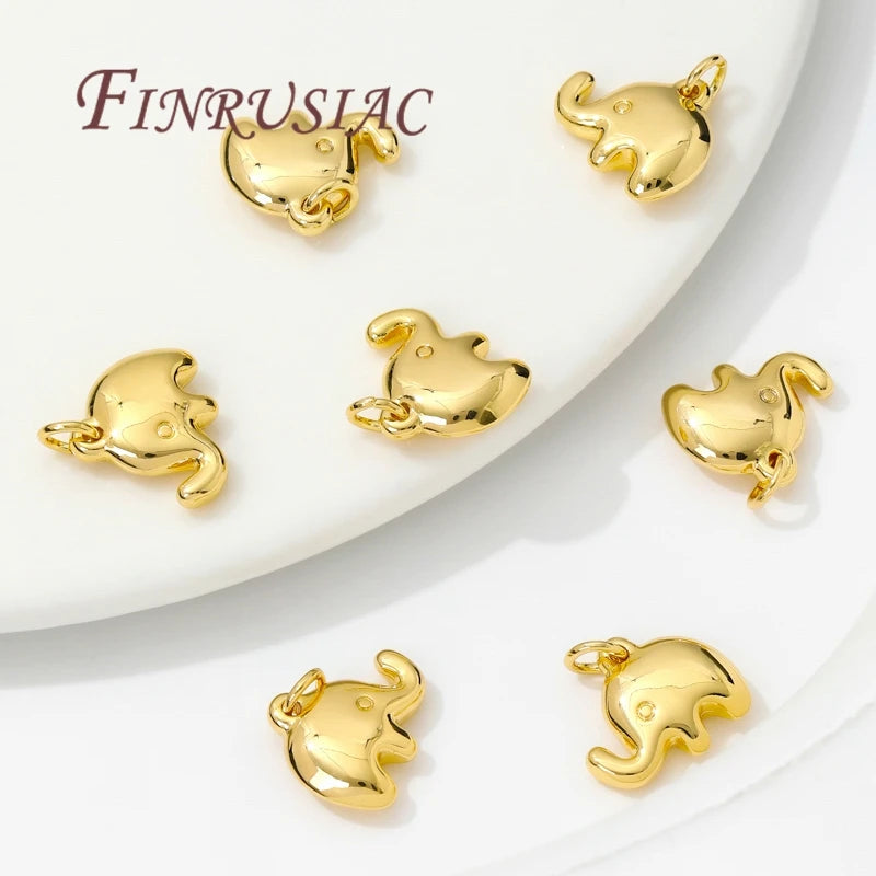 18K Gold-Plated Elephant Charms for Earrings & Necklaces