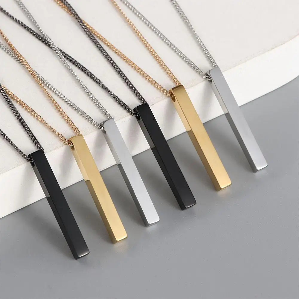 Cool Stainless Steel Gold Hip-Hop Rectangle Necklace for Men