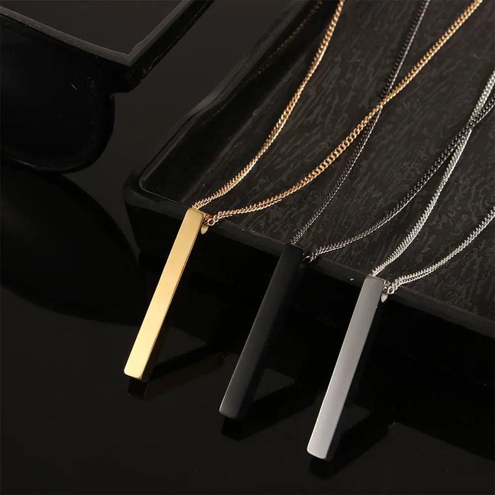 Cool Stainless Steel Gold Hip-Hop Rectangle Necklace for Men