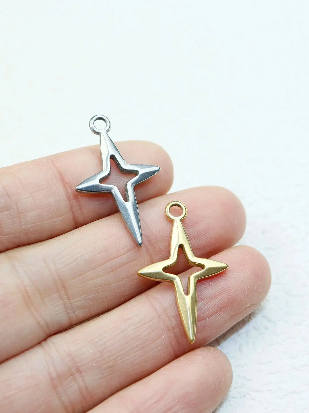 5pcs Stainless Steel Star Coin Charms – DIY Pendants