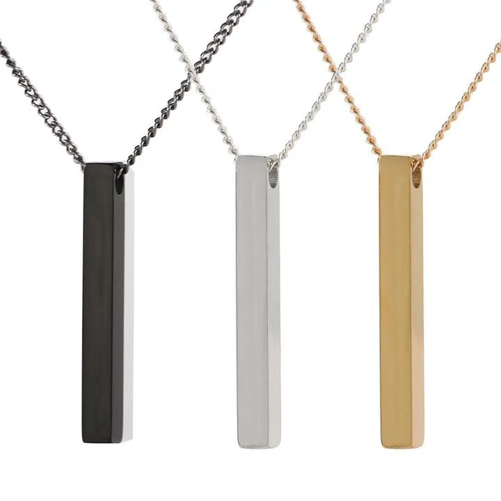 Cool Stainless Steel Gold Hip-Hop Rectangle Necklace for Men