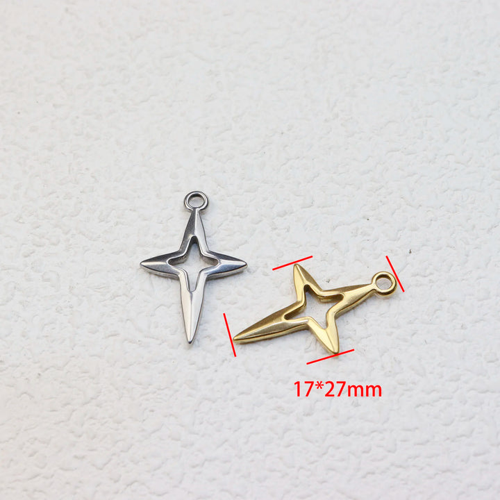 5pcs Stainless Steel Star Coin Charms – DIY Pendants