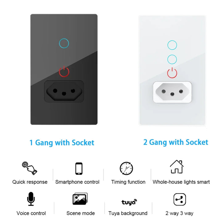 WiFi Smart Tuya Brazil Light Switch & Outlet – Alexa/Google Home