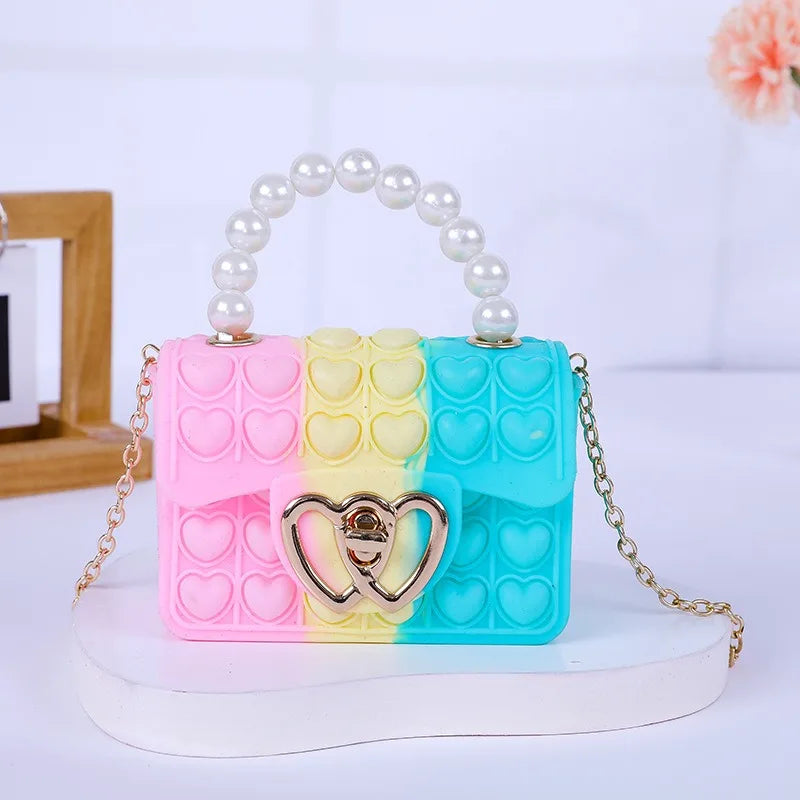 Silicone Pop It Jelly Bag – Pearl Handle Crossbody