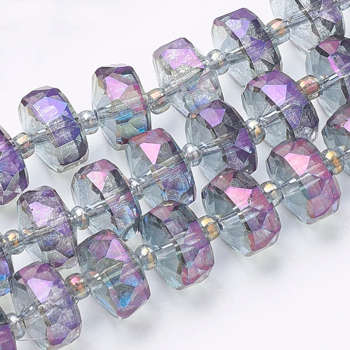 8mm/10mm Faceted Electroplated Glass Beads – Rainbow Spacers