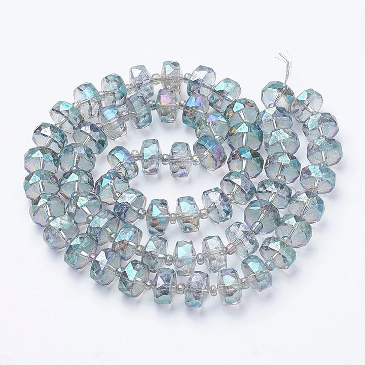 8mm/10mm Faceted Electroplated Glass Beads – Rainbow Spacers