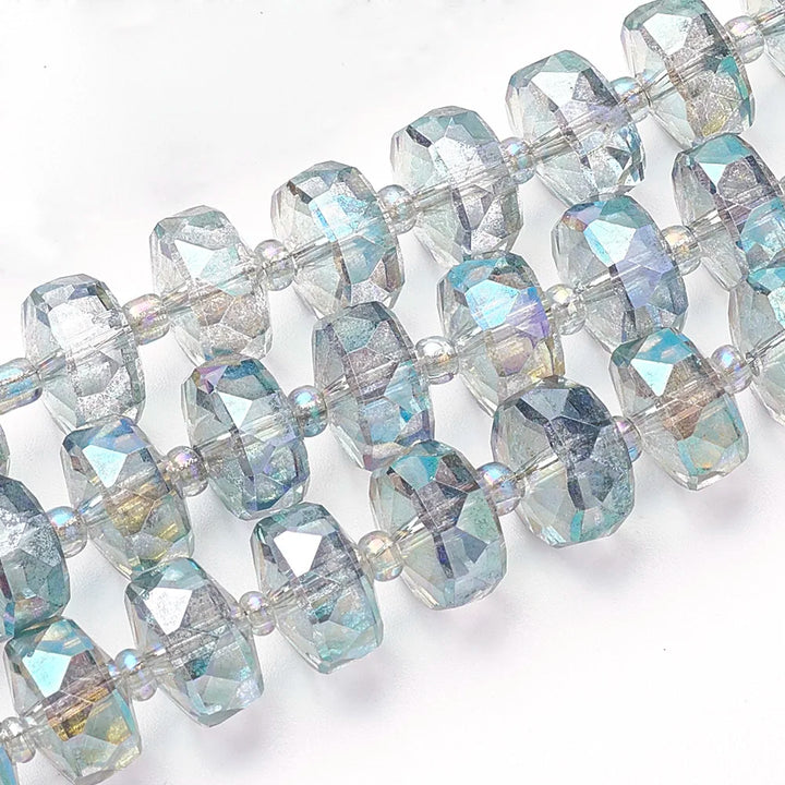 8mm/10mm Faceted Electroplated Glass Beads – Rainbow Spacers