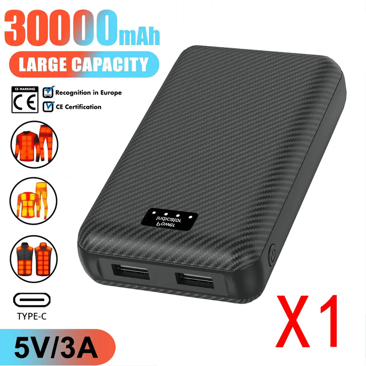 30000mAh Power Bank – Portable Charger for Heated Clothing