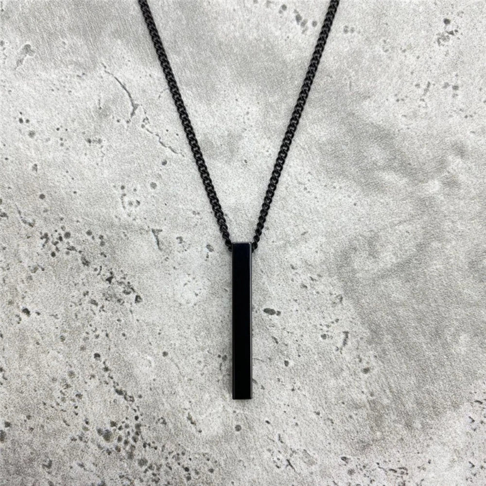 Cool Stainless Steel Gold Hip-Hop Rectangle Necklace for Men