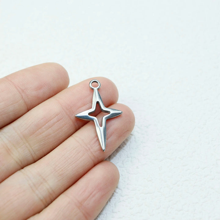 5pcs Stainless Steel Star Coin Charms – DIY Pendants