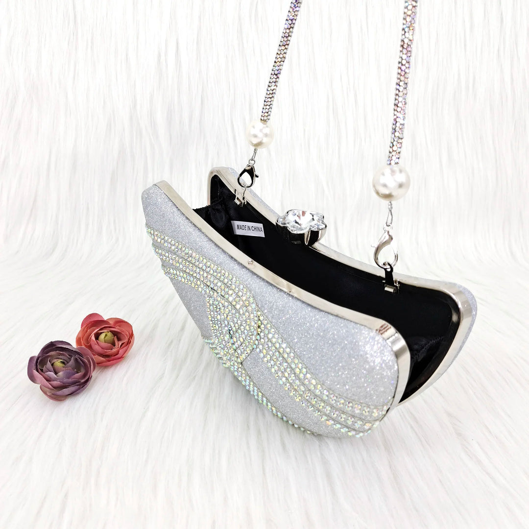 Carol Party Crystal Nigerian Moon Purse – Wedding Handbag