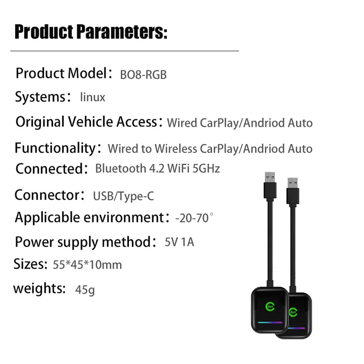 Wireless CarPlay & Android Auto Adapter – Plug & Play