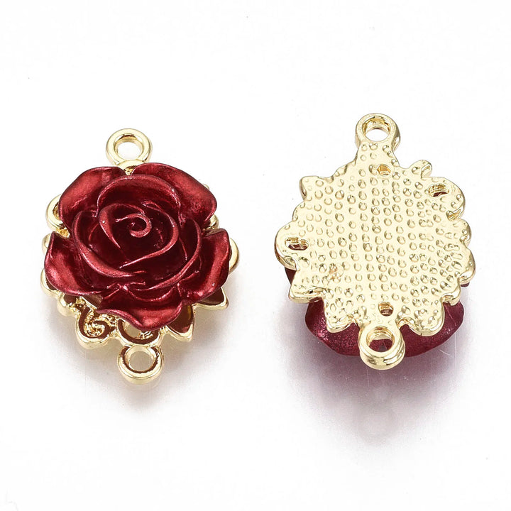 5pcs Red Rose Alloy Connectors for Jewelry Making