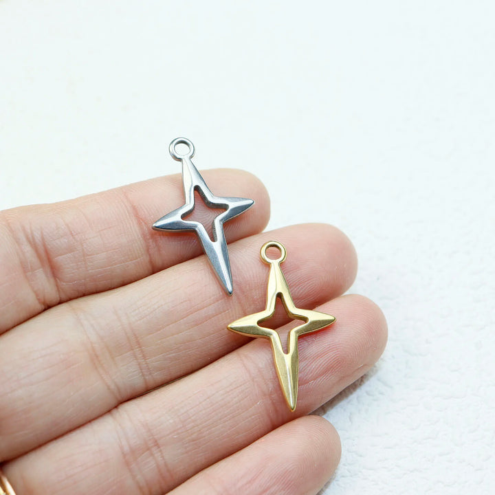 5pcs Stainless Steel Star Coin Charms – DIY Pendants